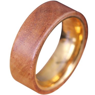 **COI Gold Tone Tungsten Carbide Ring With Wood-7581BB
