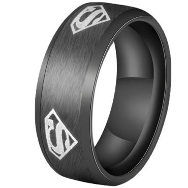 **COI Tungsten Carbide Black/Gold Tone/Silver Super Man Beveled Edges Ring-7590DD