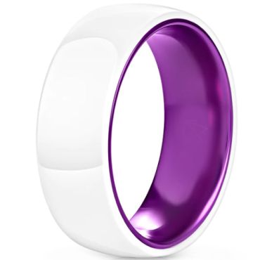 **COI Tungsten Carbide Purple White Ceramic Dome Court Ring-7654BB