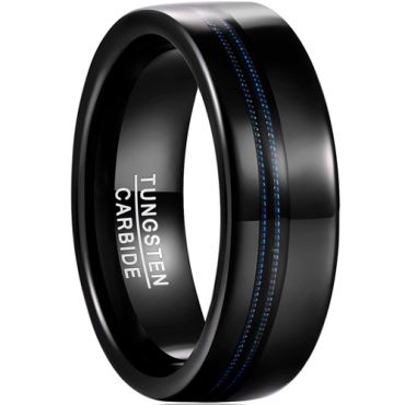 **COI Tungsten Carbide Black Blue Ring With Wire-7794DD
