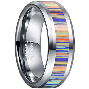 **COI Tungsten Carbide Rainbow Pride Camo Beveled Edges Ring-7833DD