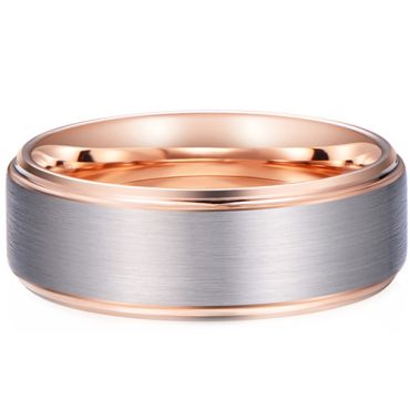 **COI Tungsten Carbide Rose Silver Step Edges Ring-7962BB