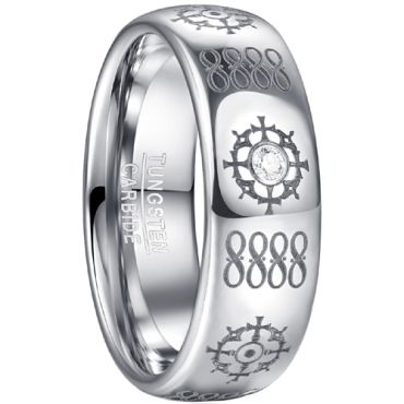 **COI Tungsten Carbide Laser Engraved Ring With Cubic Zirconia-8095BB