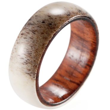 **COI Jewelry Deer Antler & Wood Dome Court Ring-8288DD
