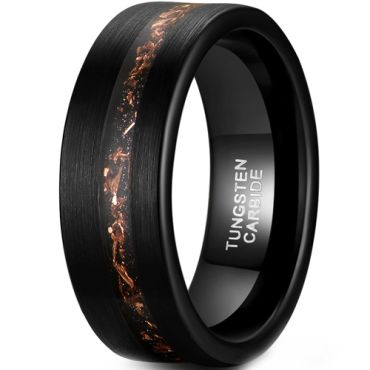 **COI Black Tungsten Carbide Wood Ring With Copper Foil-8445BB