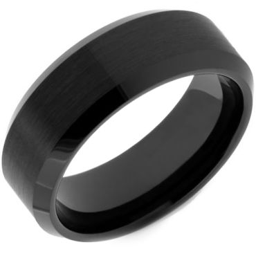 **COI Black Ceramic Pipe Cut Flat NFC Smart Ring For Tesla Model 3 Model Y-8596CC
