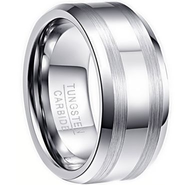 **COI Tungsten Carbide 8mm Shiny & Matt Beveled Edges Ring-9305DD