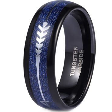 **COI Black Tungsten Carbide Meteorite & Arrows Dome Court Ring-9324
