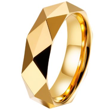 **COI Gold Tone Tungsten Carbide Faceted Ring-9340