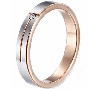 **COI Tungsten Carbide Rose Silver Groove Ring With Cubic Zirconia-9390AA