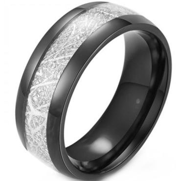 **COI Black Tungsten Carbide Meteorite Dome Court Ring-9403DD