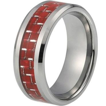 COI Tungsten Carbide Ring With Red Carbon Fiber - TG1380