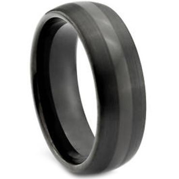 COI Black Tungsten Carbide Center Line Dome Court Ring - TG1917