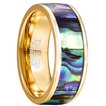 COI Gold Tone Tungsten Carbide Abalone Shell Ring-TG2191CC