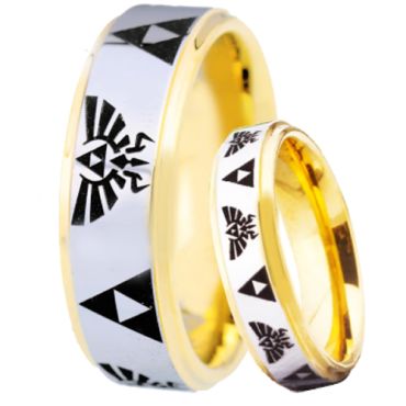 COI Tungsten Carbide Legend Zelda Step Edges Ring-2540