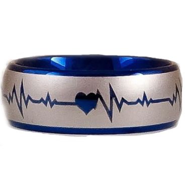**COI Tungsten Carbide Heartbeat & Heart Dome Court Ring-TG2887C