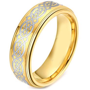 COI Gold Tone Tungsten Carbide Celtic Step Edges Ring-TG3820