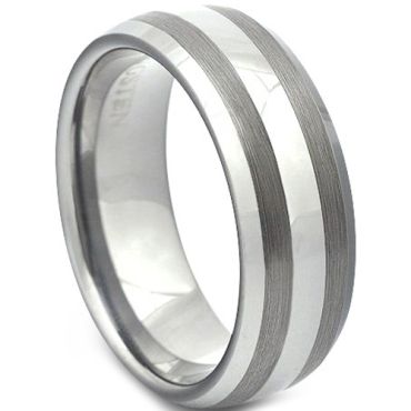 COI Tungsten Carbide Center Line Beveled Edges Ring-TG4157AA
