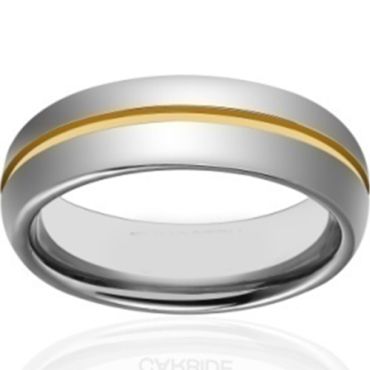 COI Gold Tone Tungsten Carbide Center Groove Ring-TG4343AA