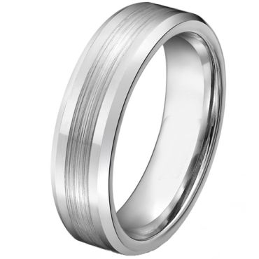 *COI Tungsten Carbide Center Line Beveled Edges Ring - TG4381
