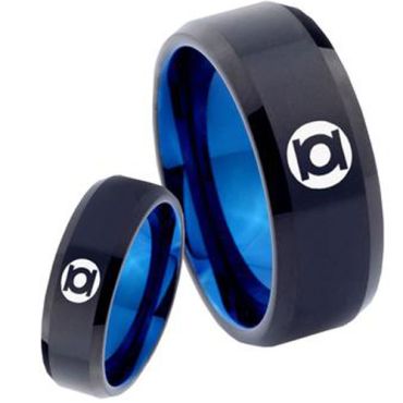 COI Tungsten Carbide Black Blue Color Green Blue Lantern Ring - TG4521