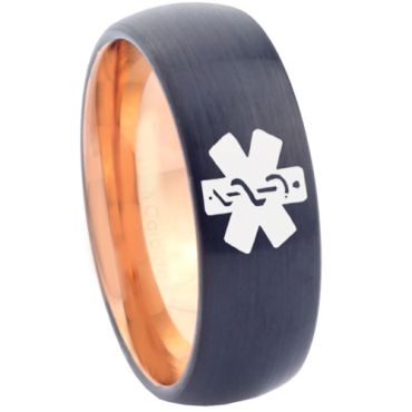 COI Tungsten Carbide Black Rose Medical Alert Ring - TG4630CC