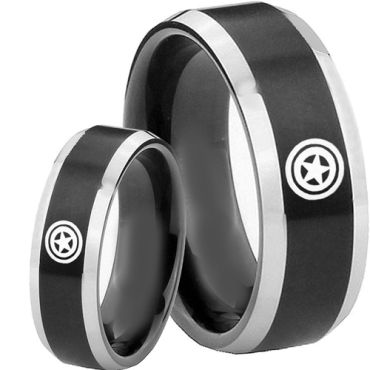 COI Tungsten Carbide Captain American Beveled Edges Ring-TG4741