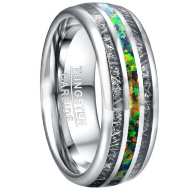 COI Tungsten Carbide Crushed Opal & Meteorite Dome Court Ring-TG5026