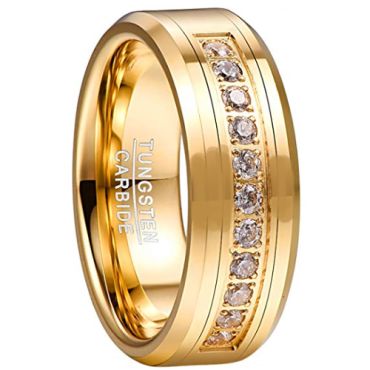 *COI Gold Tone Tungsten Carbide Cubic Zirconia Ring-TG5057