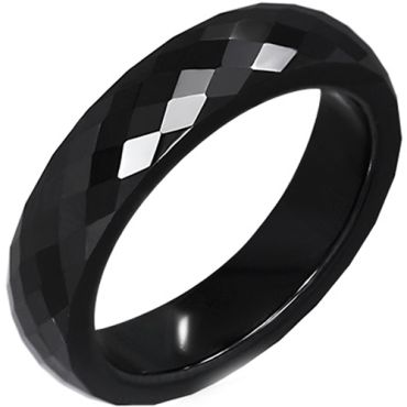 COI Black Tungsten Carbide Faceted Ring-TG5082
