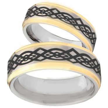 COI Gold Tone Tungsten Carbide Celtic Step Edges Ring-TG5085