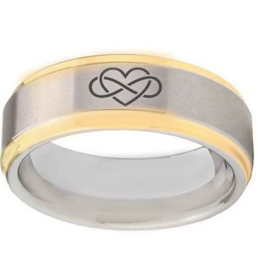 *COI Gold Tone Tungsten Carbide Infinity Heart Ring-TG5087