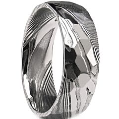 ***COI Tungsten Carbide Damascus Dome Court Ring-01190DD