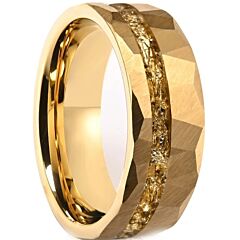 ***COI Gold Tone Tungsten Carbide Offset Faceted Ring With Gold Foil-01194DD