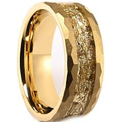 ***COI Gold Tone Tungsten Carbide Faceted Ring With Gold Foil-01195DD