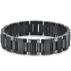 ***COI Black Tungsten Carbide Bracelet With Steel Clasp(Length: 8.27 inches)-01473DD