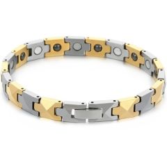 ***COI Tungsten Carbide Black/Silver/Gold Tone Silver Bracelet With Steel Clasp(Length: 7.48 inches)-01477DD