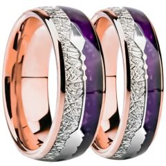 ***COI Rose Tungsten Carbide Meteorite & Purple Amethyst Ring With Arrows-01544DD