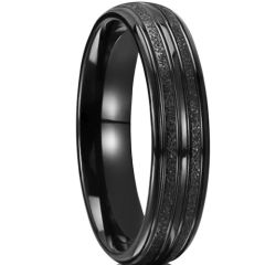 ***COI Tungsten Carbide Black/Gold Tone Sandblasted Ring-01548DD