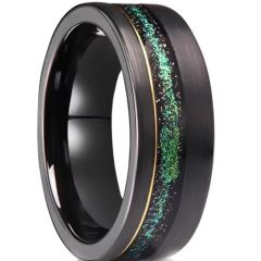 ***COI Tungsten Carbide Black Gold Tone Ring With Meteorite-01905DD