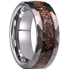 ***COI Tungsten Carbide Faceted Ring With Dinosaur Bone-01909DD