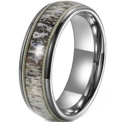 ***COI Tungsten Carbide Wire Ring With Deer Antler-01923DD