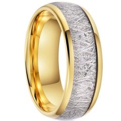 ***COI Gold Tone Tungsten Carbide Meteorite Dome Court Ring-01940DD
