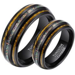 ***COI Black Tungsten Carbide Meteorite & Carbon Fiber Ring-02013DD
