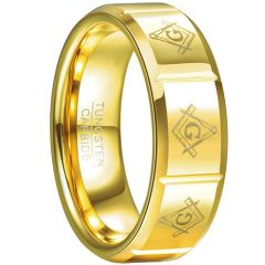 ****COI Gold Tone Tungsten Carbide Masonic Freemason Ring-02066DD