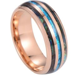 ****COI Rose Tungsten Carbide Crushed Opal & Abalone Shell Dome Court Ring-02081DD