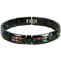 ****COI Black Tungsten Carbide Abalone Shell Bracelet With Steel Clasp(Length: 8.27 inches)-02107DD