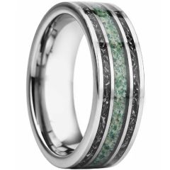 ****COI Tungsten Carbide Gold Tone/Silver Ring With Deer Antler & Meteorite-02257DD