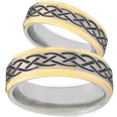 COI Gold Tone Tungsten Carbide Celtic Step Edges Ring-TG1018BB