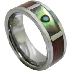 COI Tungsten Carbide Abalone Shell & Wood Ring-TG1224
